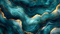 Luxurious teal and gold marble texture with flowing organic patterns. Abstract mineral stone surface for elegant interior design and decorative projects.