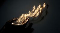 Golden light energy flowing from hand against dark background, representing power, magic, success, growth, innovation, and transformation for business and creative projects.