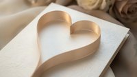 Wooden heart shape on open book pages with soft roses in background creating romantic reading and love concept for wedding invitations or Valentine's Day cards.