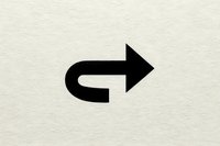 Black curved arrow pointing right on textured beige paper background, useful for navigation icons or direction indicators.