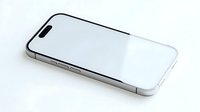 Modern silver smartphone with blank white screen isolated on white background for mockup and app presentation designs.