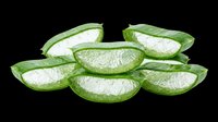 Fresh aloe vera slices with gel, isolated on transparent background, ready for stickers, print on demand, sublimation, T-shirt design, and clipart use.