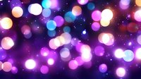 Glowing purple and pink bokeh lights create magical atmosphere with blurred circles and sparkles on dark background, festive holiday backdrop.