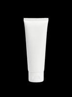 Blank white cosmetic tube isolated on transparent background, ready for design use on product packaging, labels, print-on-demand items, and sublimation projects.