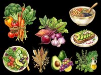 Healthy food ingredients collection with fresh vegetables, fruits, grains, and legumes isolated on transparent background. Ready for nutrition, diet, wellness design projects, t-shirt designs, clipart, print-on-demand products, and sublimation applications.
