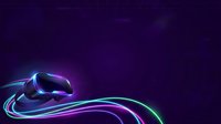 Futuristic virtual reality headset with neon glowing lines in cyan, purple, and green on dark background, suitable for tech and gaming design projects.