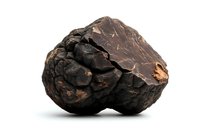Raw dark chocolate cacao mass isolated on white background, showing natural texture and rich color for culinary or confectionery use.