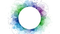 Colorful watercolor mandala frame with white center circle for text or logo design on transparent background ready for creative projects.