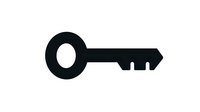 Simple black key silhouette isolated on white background. Classic security symbol for access and protection concepts, ready for design projects.