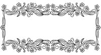 Elegant floral border frame with decorative swirls and flowers on white background. Ornate vintage design element for invitations, certificates, cards.