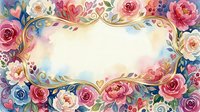 Ornate floral frame with roses, peonies, and decorative scrollwork on cream background, ideal for invitations, cards, and design projects.