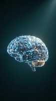 Digital brain with glowing neural networks and circuit patterns representing artificial intelligence and machine learning technology concepts.
