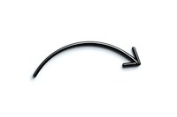 Black curved arrow pointing right on white background isolated for graphic design and presentation use.