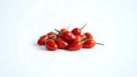 Red hot chili peppers isolated on white background, ready for culinary, food packaging, and recipe design projects.