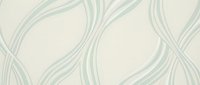 Elegant flowing ribbons seamless pattern in soft mint green on cream background. Modern wavy lines design for wallpaper, textile, wrapping paper decoration.