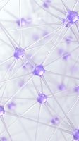 Purple neural network with glowing nodes and connecting lines on a light background, representing AI, neuroscience, and digital connectivity concepts.