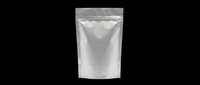 Silver foil stand-up pouch with resealable zip lock closure, isolated on transparent background. Ready for packaging design, product mockups, e-commerce, print-on-demand, and commercial applications.