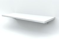 Empty white floating shelf on light background, isolated product photography for interior design and retail display purposes.