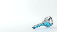 Spilled blue liquid from transparent glass container on white surface, isolated for design and product mockup use.