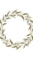 Watercolor olive branch wreath with green leaves and olives on white background for wedding invitations and Mediterranean design projects.