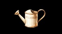 Vintage brass watering can isolated on transparent background, ready for clipart, t-shirt design, stickers, print-on-demand products, and sublimation projects.