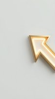 Golden neon arrow pointing right on white wall, glowing light sign for retail, nightlife, direction, and modern interior design decoration.