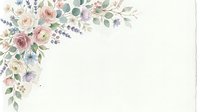 Watercolor floral corner arrangement with roses, lavender, and eucalyptus leaves on cream background, isolated for wedding invitations and greeting card designs.