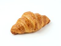 Golden croissant with flaky, buttery layers isolated on white background, ready for bakery, food, and culinary design projects.