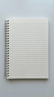 Open spiral notebook with lined pages on white background for writing notes and planning projects.