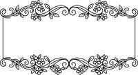 Elegant floral border frame with decorative swirls and flowers on transparent background, perfect for invitations, certificates, and design projects.