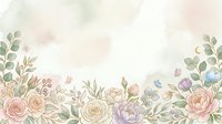 Watercolor floral border with roses, peonies, and greenery on white background, isolated design element for invitations, cards, and decorative projects.