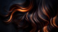 Luxurious dark brown and copper hair waves flowing on black background, highlighting natural shine and movement. Professional salon and beauty concept.