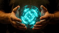 Hands holding glowing turquoise digital sphere with network connections, representing technology, innovation, and data science concepts for business and digital transformation projects.