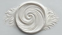White cream swirl with feathered edges on neutral background, cosmetic texture for skincare and beauty product design applications.