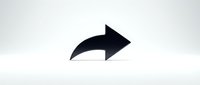 Black curved arrow pointing right, isolated on white background, ready for web design, presentations, and user interface elements.