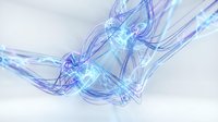 Abstract flowing blue and purple energy waves with luminous effects creating dynamic motion on light background for modern digital art projects.