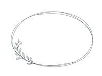 Elegant oval frame with delicate botanical branch decoration, minimalist line art border for wedding invitations, greeting cards and feminine design projects.