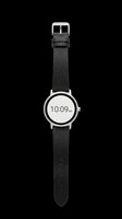 Smartwatch with round white dial and black leather strap, isolated on transparent background, ready for t-shirt design, stickers, clipart, and print on demand use.