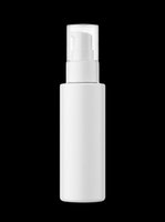 White spray bottle with pump dispenser isolated on transparent background, ready for cosmetics, skincare, cleaning product packaging design, t-shirt graphics, sublimation, and print-on-demand projects.