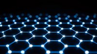 Glowing blue hexagonal network pattern on dark background representing molecular structure, technology connections, and futuristic digital grid design.