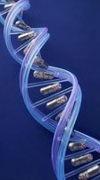 DNA double helix structure with medicine capsules as base pairs on blue background for pharmaceutical research and genetic therapy concepts.