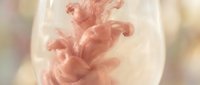 Pink ink swirling gracefully in clear water creating abstract fluid patterns and organic shapes for artistic design projects.