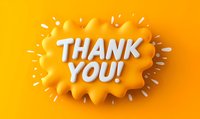 White thank you text on orange splash shape background with small decorative elements creates dynamic gratitude message for social media and greeting designs.
