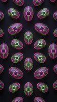 Neon cyberpunk Easter eggs with glowing circuit board patterns and microchips on dark background, futuristic tech holiday concept.