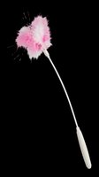 Pink and white feather duster with fluffy plumes isolated on transparent background, ready for clipart, t-shirt design, stickers, print-on-demand products, and sublimation projects.