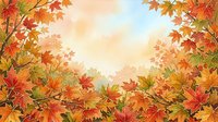 Autumn maple leaves frame a warm, glowing sky in this seasonal background. Perfect for fall designs, greeting cards, and seasonal marketing materials.