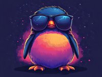 Cool owl wearing sunglasses with vibrant neon colors and cosmic background for trendy apparel and modern graphic design projects.