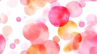 Soft pink and coral watercolor circles creating dreamy abstract pattern on white background. Delicate transparent bubbles blend seamlessly for romantic design projects.