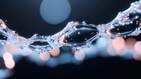 Close-up of water droplets on a thin wire or string with bokeh background, suitable for nature, freshness, and abstract design projects.