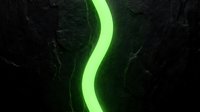 Glowing neon green curved line flowing through dark textured rock surface, creating vibrant contrast for modern design, technology, and abstract backgrounds.
